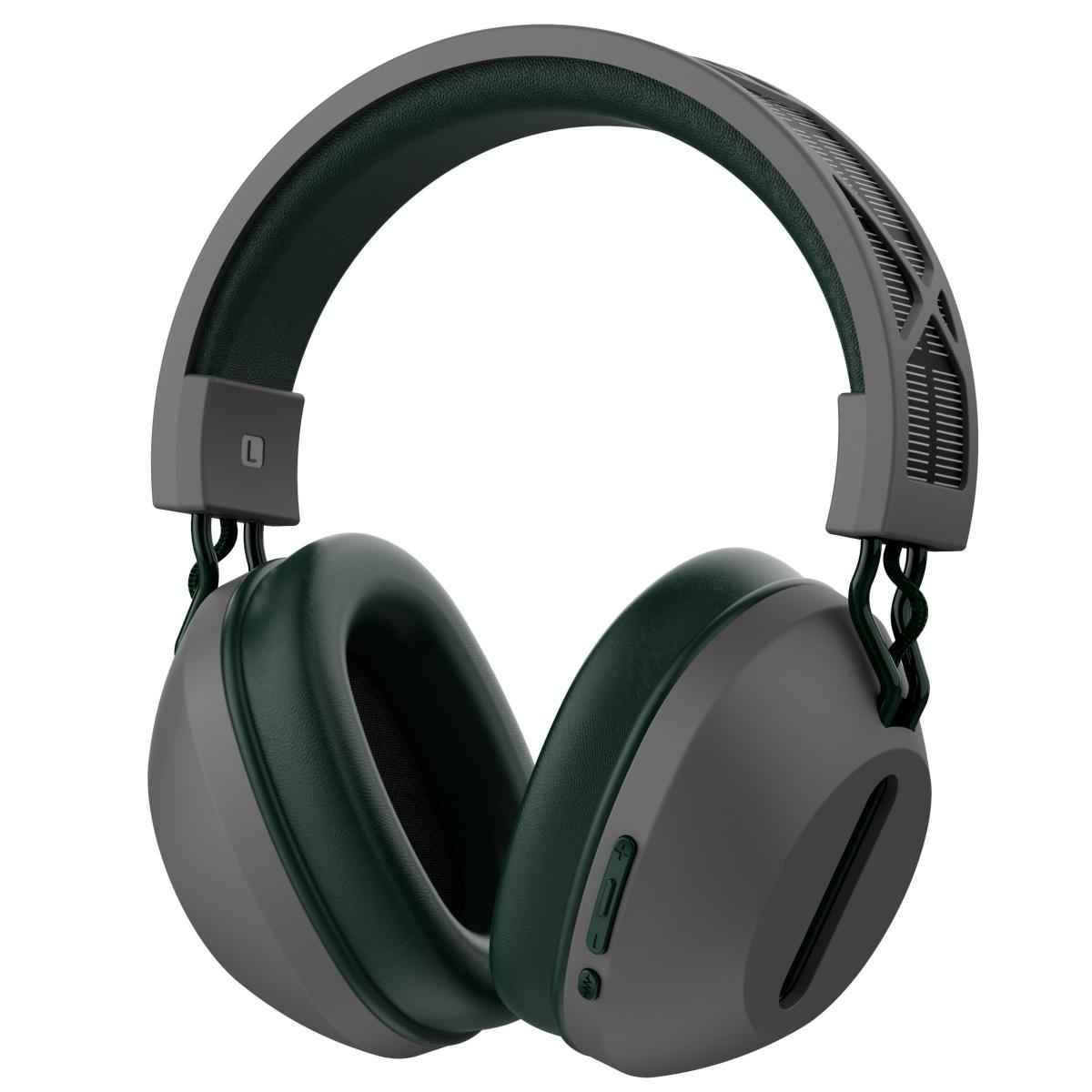 Wiwu Td 06 Solar Wireless Aive Noise Cancellation Headset, Bluetooth 5.3 Up To 30h Battery Life, Hifi Sound, Solar Charging Gray + Army Green