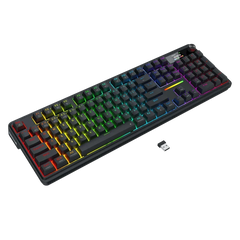 Redragon K762 PRO Wireless 104-Key Gasket Gaming Keyboard, Screen & Knob | Easy-Control LED Info Display, 0-Delay Tri-Mode, Cushioned 5-Layer Noise Dampening for Creamy Thocky Sound, Full-Size 104-Key