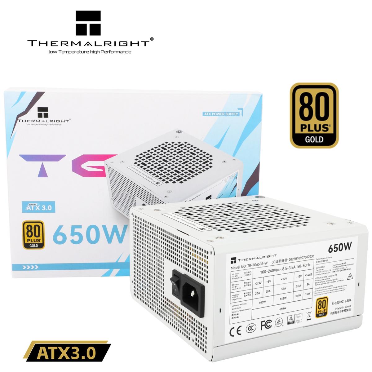 Thermalright (TG-650S-W) Gold 650W (ATX 3.0) 80 Plus Gold Non Modular, Smart Fan - Power Supply (White) | TG-650S-W | - CompuMe Thermalright (TG-650S-W) Gold 650W (ATX 3.0) 80 Plus Gold Non Modular, Smart Fan - Power Supply (White) | TG-650S-W | - CompuMe
