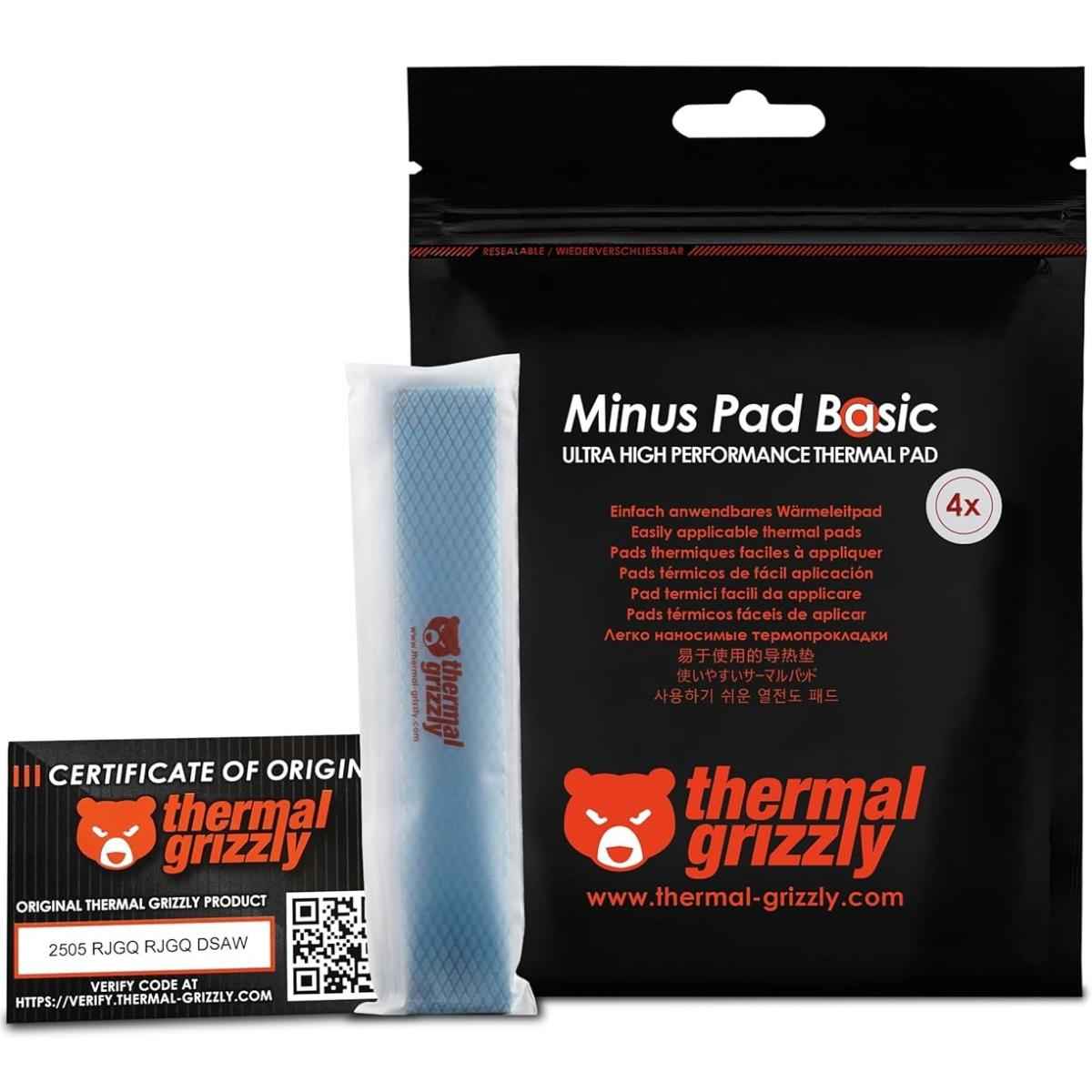 Thermal Grizzly MINUS PAD Basic (120 x 20 mm - 1,0 mm - 4 pcs) Highly conductive Thermal Pad | TG-MP-B-120-20-10-4 |