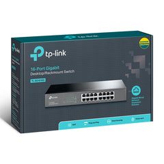 TP-Link TL-SG1016D 16-Port Gigabit 10/100/1000Mbps RJ45 Ports Plug & play design Fanless Desktop/Rackmount Switch | TL-SG1016D | - CompuMe