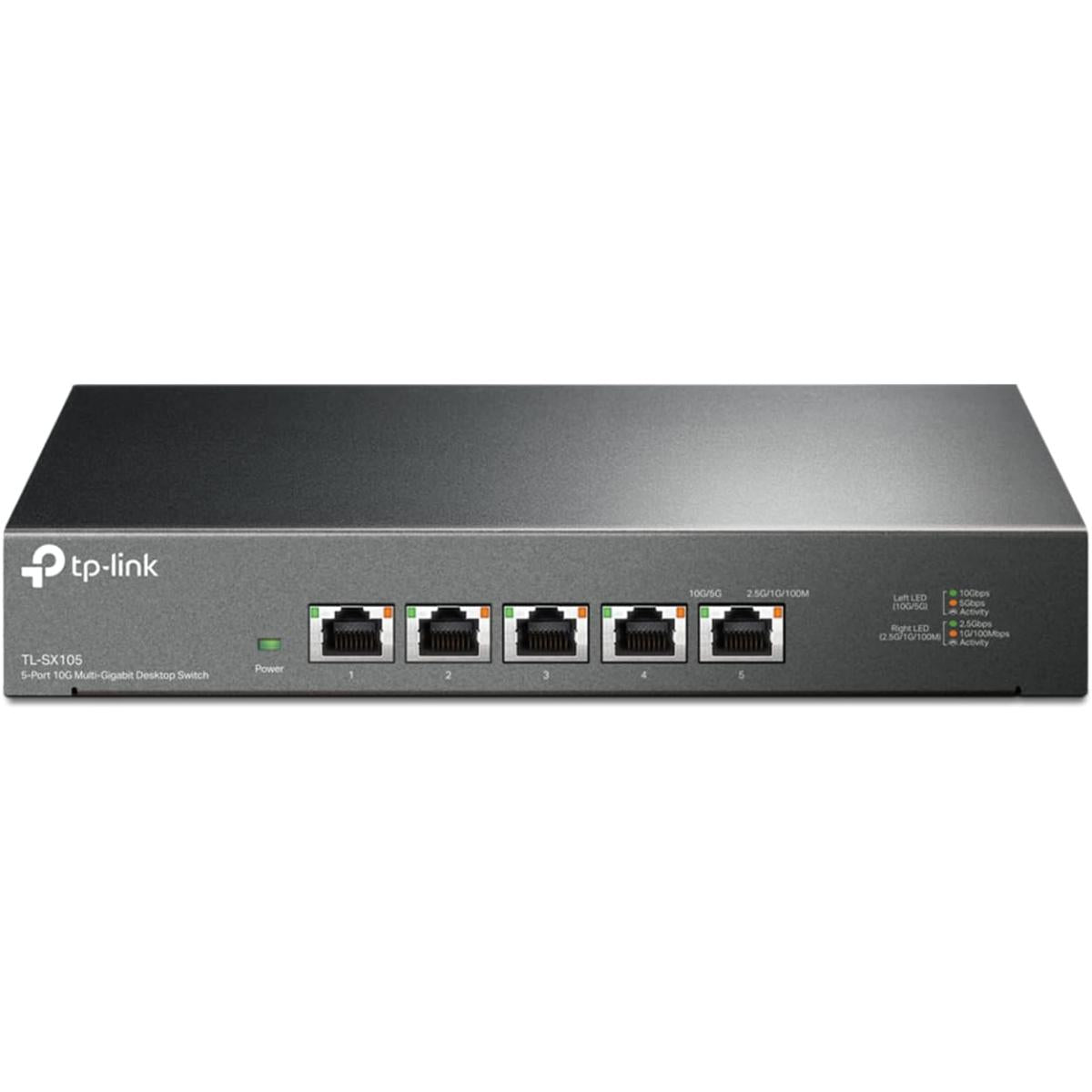 Tp Link Tl Sx105 | 5 Port 10g/multi Gig Unmanaged Ethernet Switch | Desktop/wall Mount | Plug & Play | Fanless | Sturdy Metal Casing | Speed Auto Negotiation - CompuMe Tp Link Tl Sx105 | 5 Port 10g/multi Gig Unmanaged Ethernet Switch | Desktop/wall Mount | Plug & Play | Fanless | Sturdy Metal Casing | Speed Auto Negotiation - CompuMe