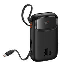 Baseus QPow 2 Digital Display Fast-Charging Power Bank with 2 Built-in Type-C Cable, Black - P10055008113-00