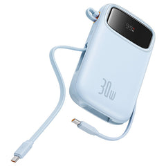Baseus QPow 2 Digital Display Fast-Charging Power Bank with 2 Built-in Type-C Cable, Blue - P10055008313-00
