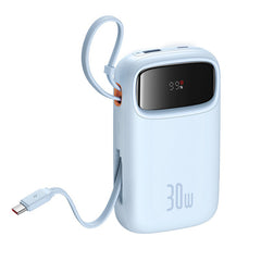 Baseus QPow 2 Digital Display Fast-Charging Power Bank with 2 Built-in Type-C Cable, Blue - P10055008313-00