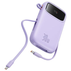 Baseus QPow 2 Digital Display Fast-Charging Power Bank with 2 Built-in Type-C Cable, Purple - P10055008513-00