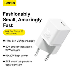 Baseus Gan5 Fast Charger Mini, 1C 20W EU, White - CCGN050102