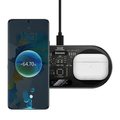 Baseus Digital LED Display 2in1 Wireless Charger, 20Watts, Black - WXSX010101