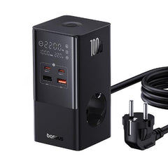 Baseus Power Combo Tower Power Strip 2C, 100Watts, 1.5M, Cluster Black - E00023609113-00