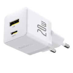 Baseus Palm Fast Wall Charger, TypeC & USB, 20Watts, White - P10111608213-00