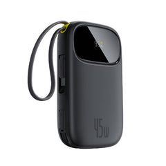 Baseus Energy Fill Digital Display Power Bank, 2Built-in USB-C Cables, 10000Mah, Cosmic Black - P10082102123-00