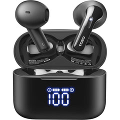 Tozo Tonal Fits Wireless Earbuds Bluetooth 5.3 In Ear Headphones Dual Mic Call Noise Cancelling Ipx8 Waterproof 44h Playback Stereo Sound With Led Display Wireless Charging Case Black - CompuMe