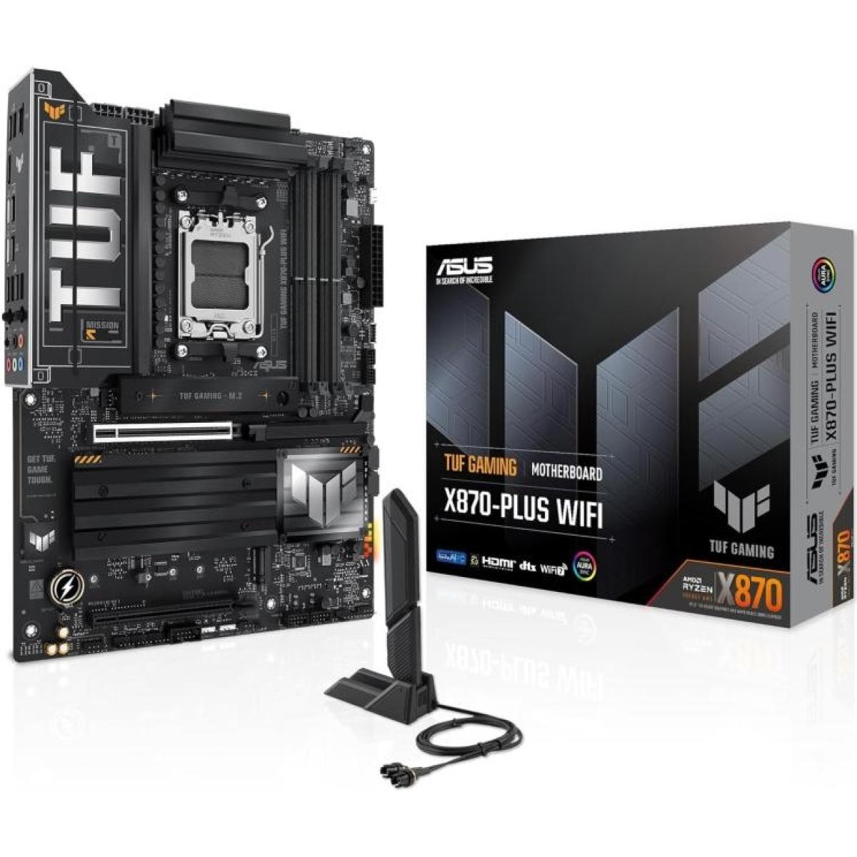 ASUS TUF GAMING X870-PLUS WIFI -Wi-Fi 7- AMD RYZEN 7000 8000 9000 Series AM5-DDR5-PCIe 5.0-4xM.2 - ATX Gaming MotherBoard - TUF GAMING X870-PLUS WIFI -