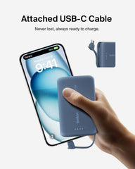 Belkin Boost Charge Power Bank 10000Mah, PD 20Watts, USB-C Integrated Cable and USB-C Port, Blue - BPB021hqBL
