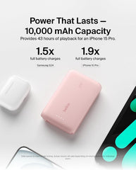 Belkin Boost Charge Power Bank 10000Mah, PD 20Watts, USB-C Integrated Cable and USB-C Port, Pink - BPB021hqPK