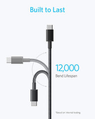Anker Nylon Cable USB-C to USB-C, 1.2Mm, Black - A8752H11