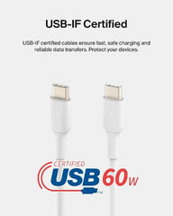 Belkin Boost Charge USB C To USB C Cable, 1.2M, White - CAB003bt1MWH