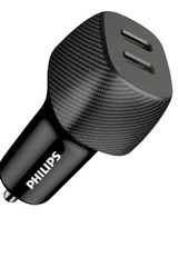 Philips 60W Dual USB-C Car Charger – Black (DLP5522C)
