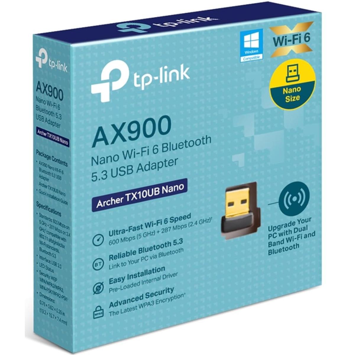 Tp Link Archer Tx10ub Nano Ax900 Wi Fi 6 Bluetooth 5.3 Usb Adapter, 900 Mbps Dual Band Usb 2.0, Omni Direional Antenna, Supports Windows 11/10 - CompuMe Tp Link Archer Tx10ub Nano Ax900 Wi Fi 6 Bluetooth 5.3 Usb Adapter, 900 Mbps Dual Band Usb 2.0, Omni Direional Antenna, Supports Windows 11/10 - CompuMe