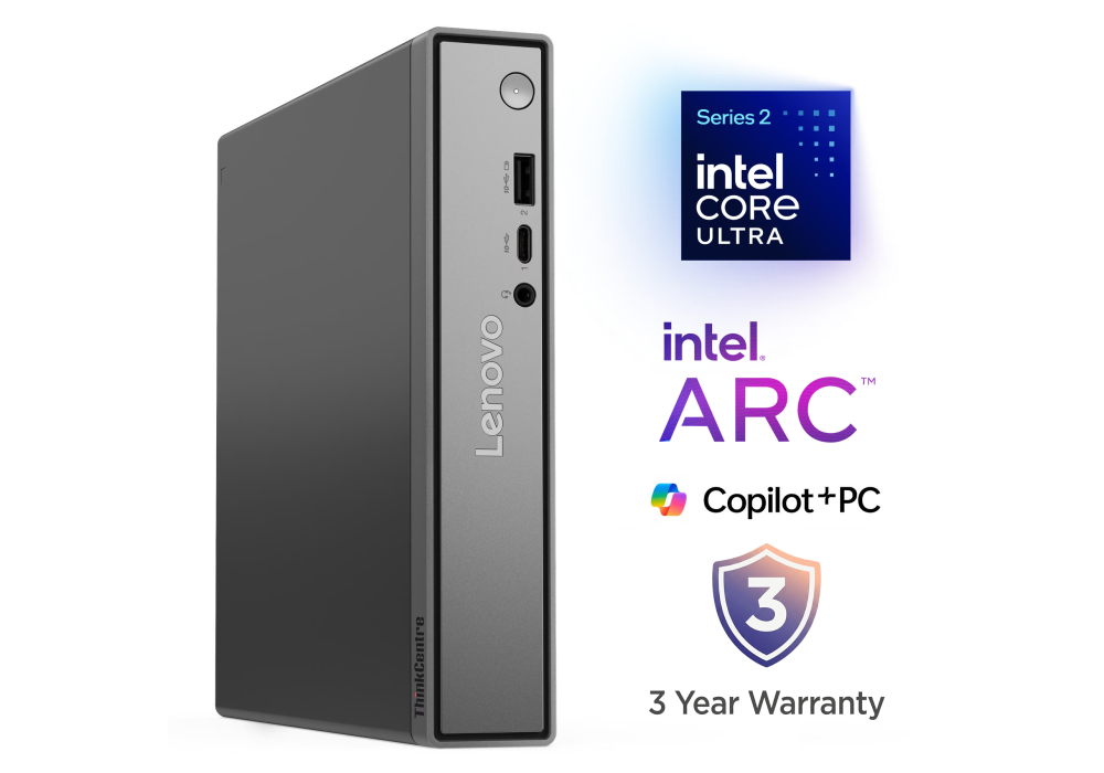 Lenovo ThinkCentre neo 50q Gen 6 – Tiny 1L Copilot+ AI PC, Intel Core Ultra 7 256V, Integrated Intel Arc Graphics, 16GB LPDDR5X, 512GB PCIe 4.0 SSD, Wi‑Fi 6, VESA Mount - 3 Year Warranty