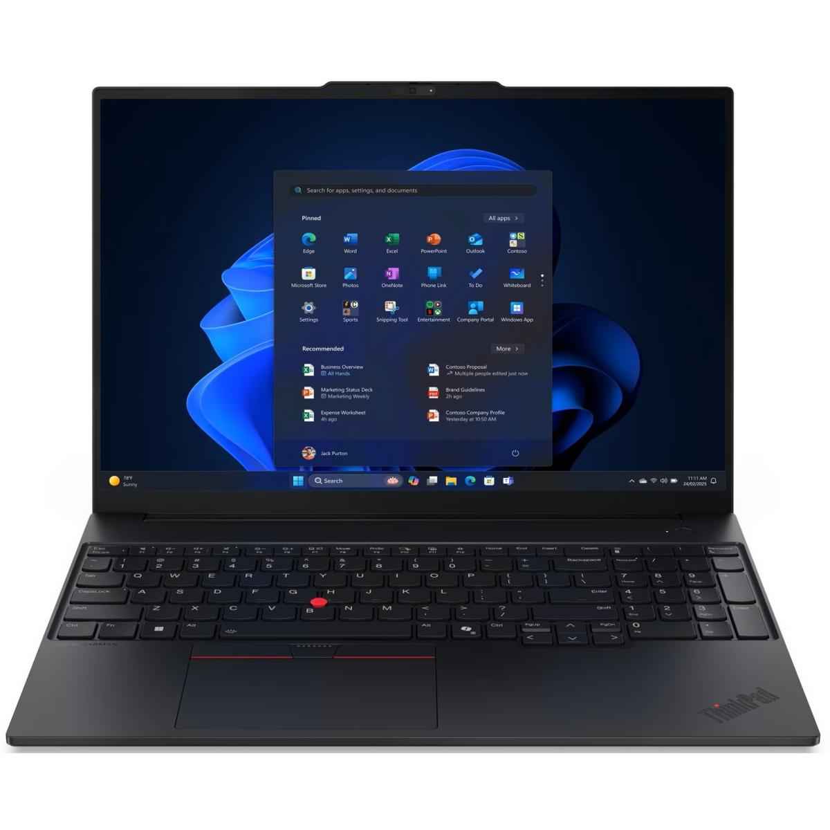 Lenovo ThinkPad E16 Gen 3 (Intel) Graphite Black Laptop, 16" WUXGA FHD+ (1920x1200) IPS, Intel Core Ultra 7 processor 255H, Integrated Intel Arc Graphics, 16GB SODIMM DDR5, 1TB M.2 NVMe GEN4 SSD | 21SR005YEQ |