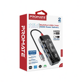 Promate TransHub-Pro USB-C Hub 11-in-1 Multi-Display 2x 4K HDMI 4K DisplayPorts