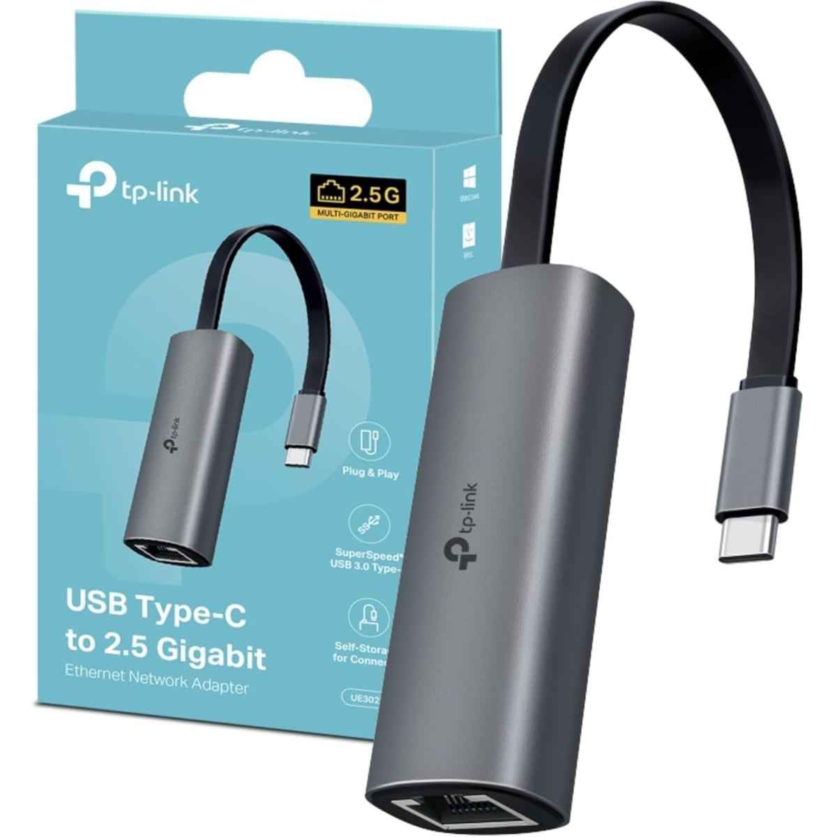 Tp Link Ue302c Usb Type C To 2.5 Gigabit Ethernet Network Adapter, Superspeed Usb 3.0 Type C, Multi Gigabit Conneion, Plug And Play, Universal Compatibility, Scratch Resistant, Self Storage