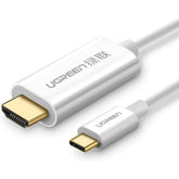 Ugreen Usb Type C To Hdmi Cable, Abs Case, 24k Gold Plated Conneor, Anti Interference, Anti Oxidation, Multiple Interior Shielding, 1.5 Meter Length, White