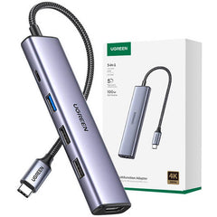 UGREEN 15495 15596 5-in-1 USB-C to HDMI 4K 30Hz, X1 USB-A 3.0 - X2 USB-A 2.0 - X1 USB-C PD ADAPTER