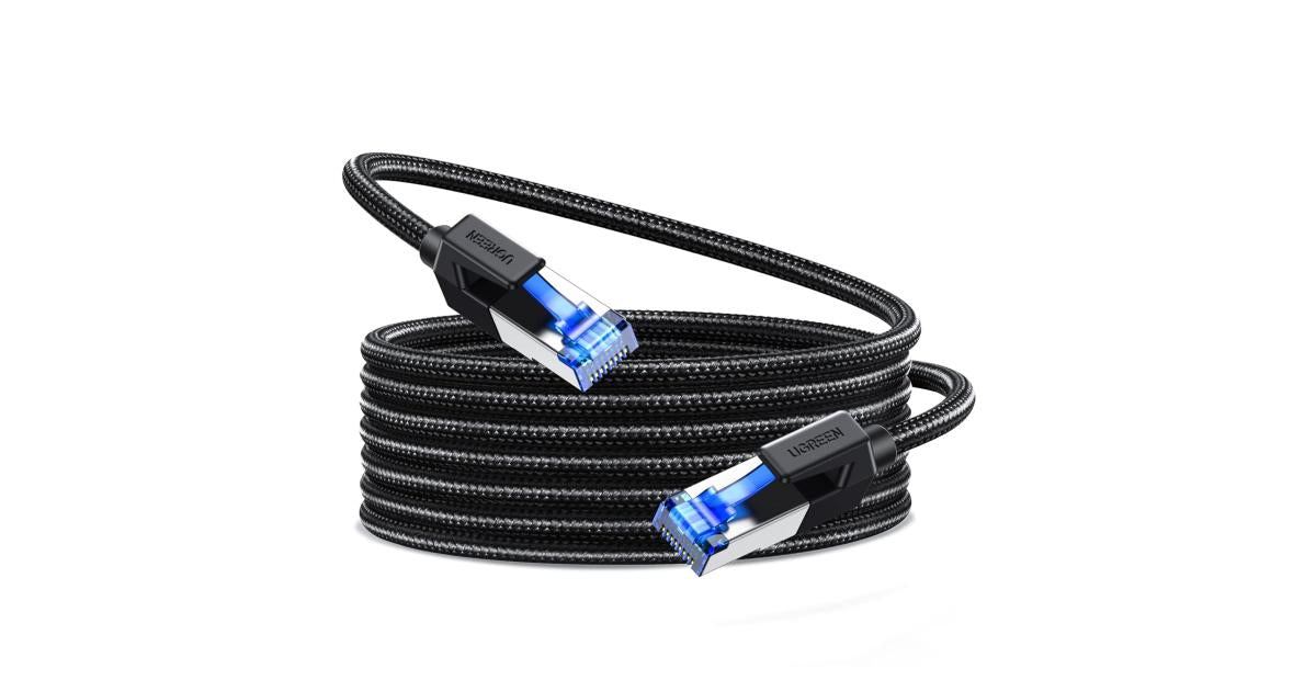 UGREEN Cat 8 Ethernet Cable 15M, High Speed Braided 40Gbps 2000Mhz Network Cord Cat8 RJ45 Shielded Indoor Heavy Duty LAN Cables Compatible for Gaming PC PS5 PS4 PS3 Xbox Modem Router 15M