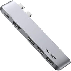 Ugreen Cm251 Hub Usb Type C To 4k Hdmi Thunderbolt 3 100w Power Delivery 3 Usb 3.0 Port Adapter Dock Station For Macbook Air M1 2020 2019 2018 Macbook Pro M1 2019 2018 2017 Silver
