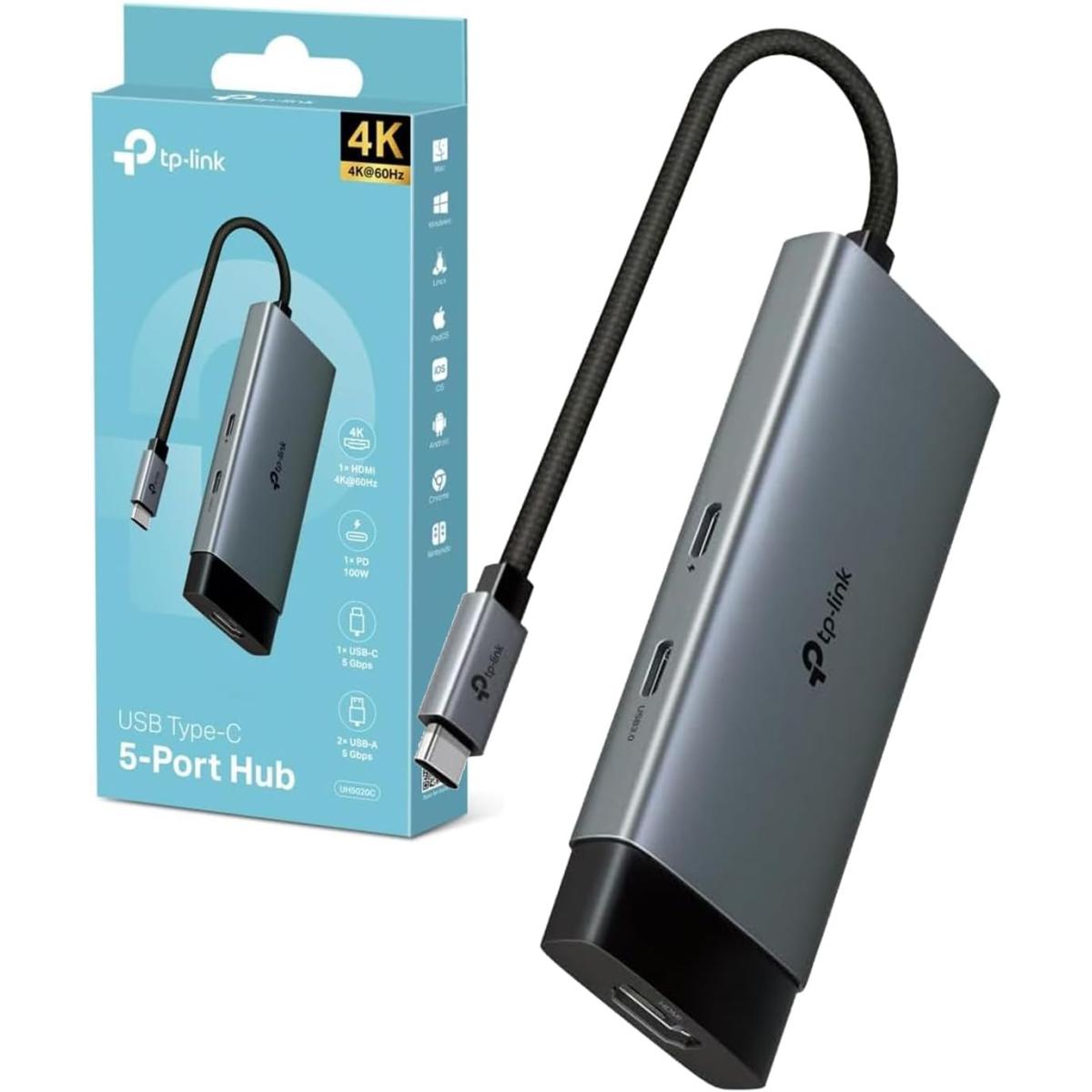 Tp Link Uh5020c Usb Type C 5 In 1 Hub, 4k Hdmi, Pd 100w, Usb 3.0, Plug & Play, 5 Gbps Superspeed Data Transfer, Windows, Mac, Linux, Ipados, Ios, Android, Chrome - CompuMe Tp Link Uh5020c Usb Type C 5 In 1 Hub, 4k Hdmi, Pd 100w, Usb 3.0, Plug & Play, 5 Gbps Superspeed Data Transfer, Windows, Mac, Linux, Ipados, Ios, Android, Chrome - CompuMe