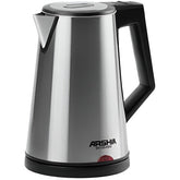 Arshia Cordless Electric Kettle, 1.5Lit, 2150Watts, Silver - 2392