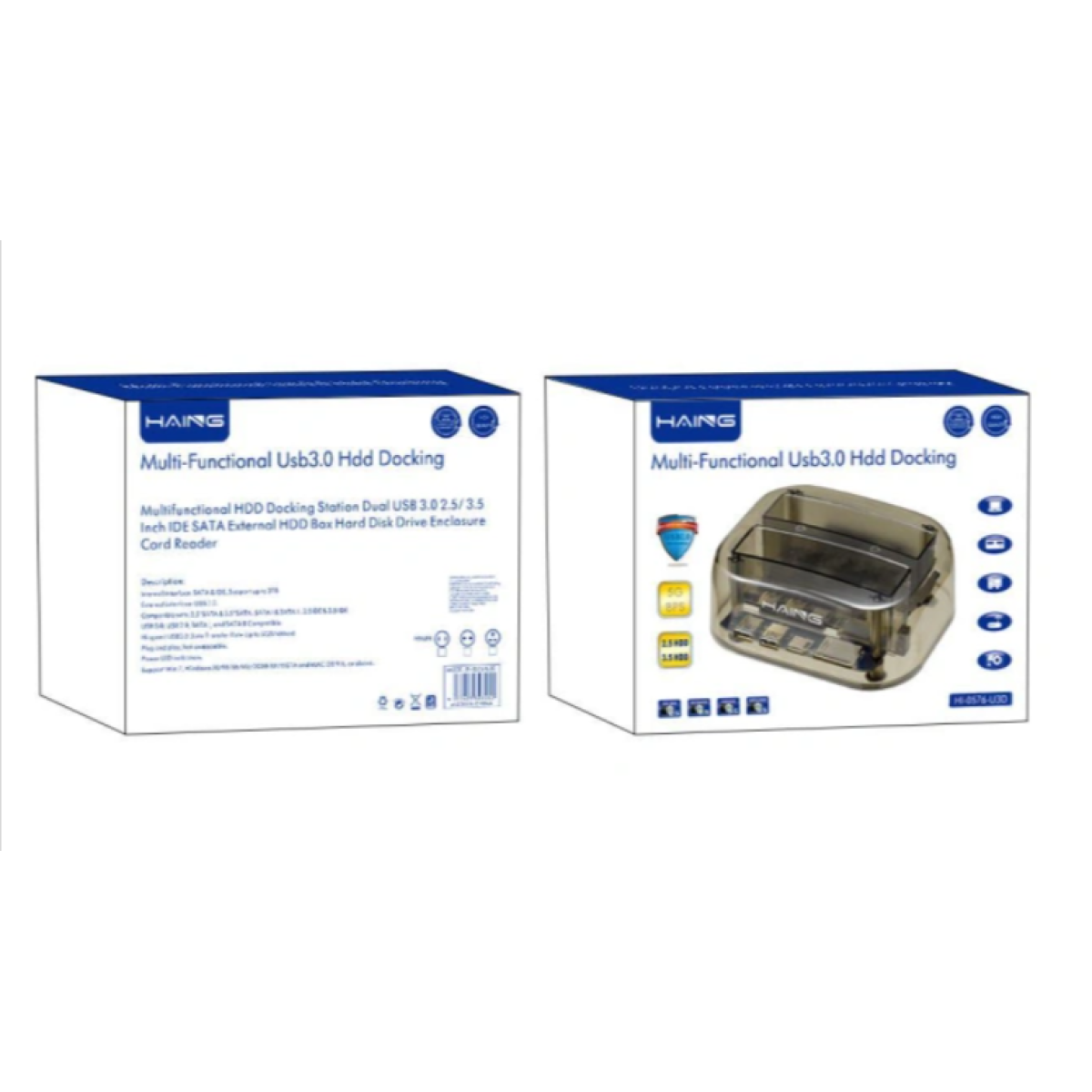 HAING HI-0576-U3D USB 3.0 HDD Docking IDE+SATA with USB Hub+Card Reader