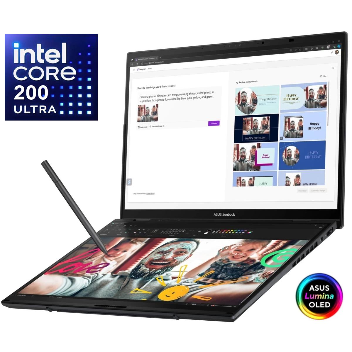 Asus Zenbook Duo (2025) Ux8406ca New Intel Core Ultra 9 Gen Ii 285h 16 Cores W/ Dual 3k Oled 120hz Touch Screens & Big Battery Inkwell Gray - CompuMe Asus Zenbook Duo (2025) Ux8406ca New Intel Core Ultra 9 Gen Ii 285h 16 Cores W/ Dual 3k Oled 120hz Touch Screens & Big Battery Inkwell Gray - CompuMe