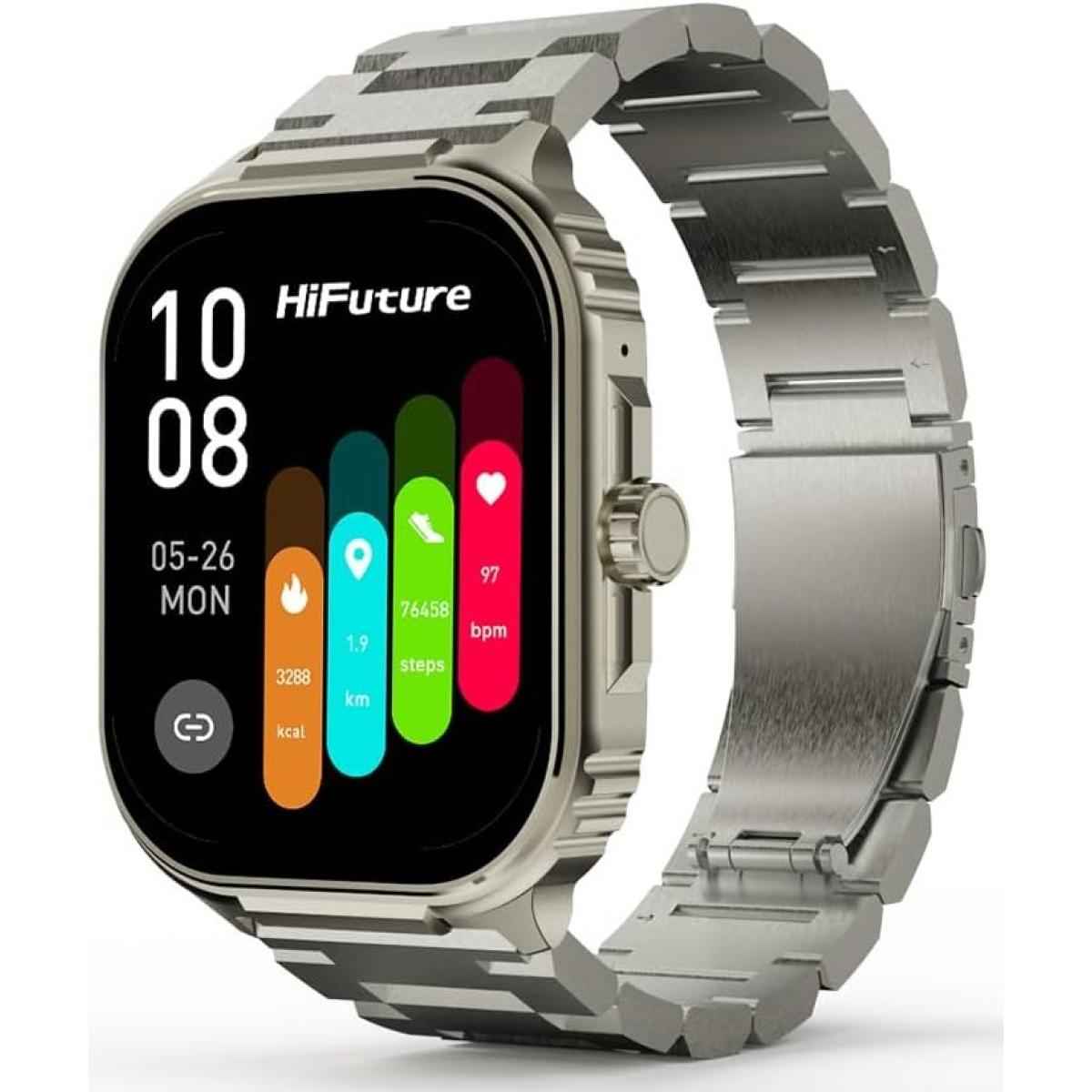 Hifuture Ultra3 Pro Premium Stainless Steel Smart Calling Watch, 2.04 Inch Amoled Display, Ip68 Waterproof, Enhanced Monitoring, 100+ Sports Modes, Sleep Monitoring, 7 Days Battery Silver