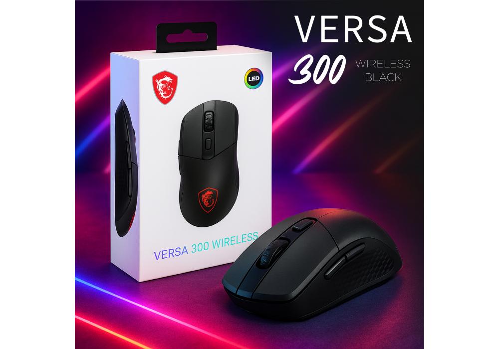 MSI VERSA 300 W Dual WIRELESS Rechargeable Gaming Mouse - 8000 DPI Optical Sensor, 1000 Hz Polling Rate, Symmetrical, 30M+ Click OMRON Switches, 6 Buttons, 50-Hour Battery, 1ms Latency, RGB, 60g - Black MSI VERSA 300 W Dual WIRELESS Rechargeable Gaming Mouse - 8000 DPI Optical Sensor, 1000 Hz Polling Rate, Symmetrical, 30M+ Click OMRON Switches, 6 Buttons, 50-Hour Battery, 1ms Latency, RGB, 60g - Black