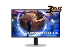 Samsung Odyssey OLED G6 (DG602) 27" Flat Monitor 2K (2560 x 1440) 360Hz, 0.03ms(GTG), Quantum Dot, HDR10+, 99% DCI Coverage, 10Bit, HDMI 2.1, Core Sync, FreeSync Premium Pro w/ Sleek Metal Design & Ergonomic Stand