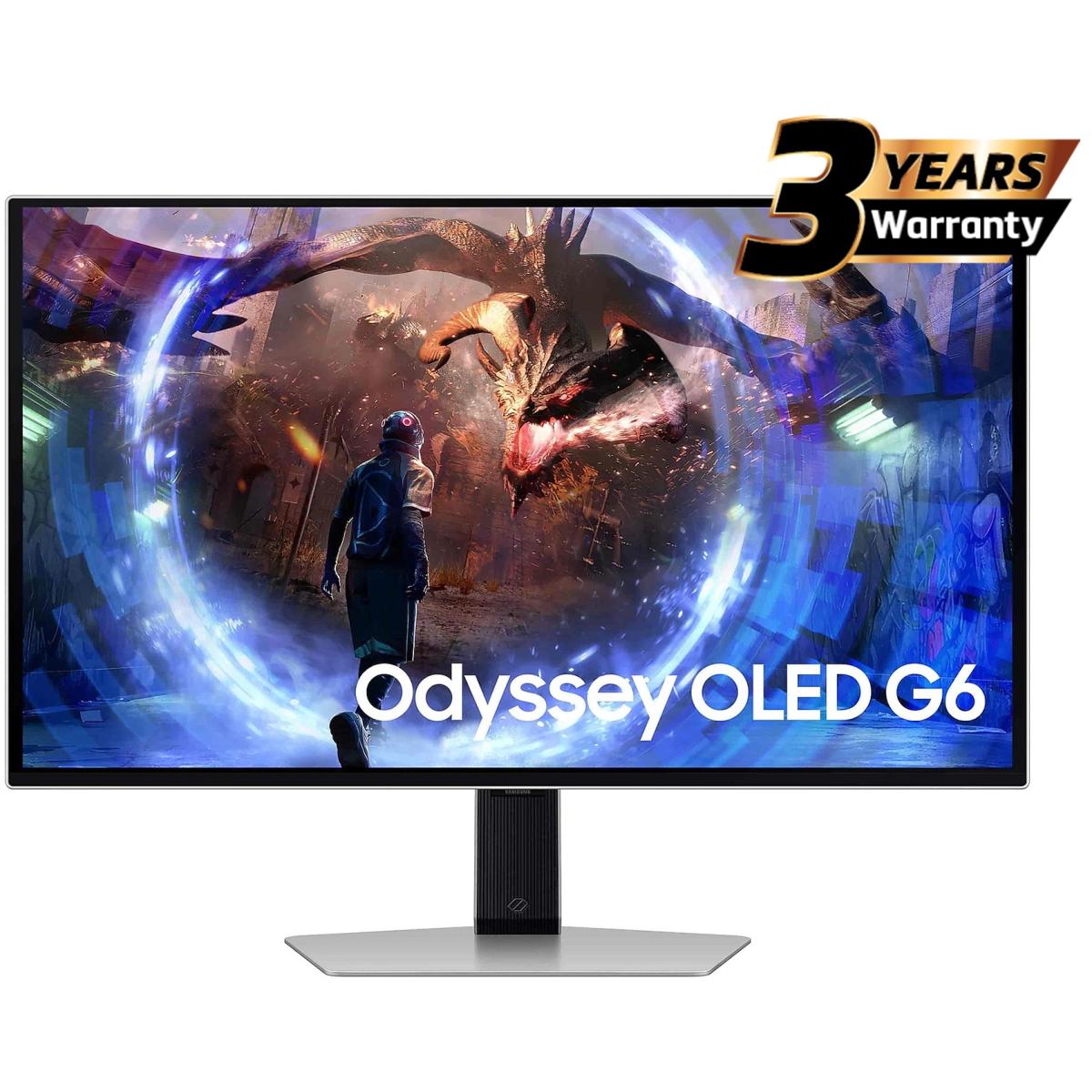 Samsung Odyssey OLED G6 (DG602) 27" Flat Monitor 2K (2560 x 1440) 360Hz, 0.03ms(GTG), Quantum Dot, HDR10+, 99% DCI Coverage, 10Bit, HDMI 2.1, Core Sync, FreeSync Premium Pro w/ Sleek Metal Design & Ergonomic Stand | LS27DG602SMXUE | Samsung Odyssey OLED G6 (DG602) 27" Flat Monitor 2K (2560 x 1440) 360Hz, 0.03ms(GTG), Quantum Dot, HDR10+, 99% DCI Coverage, 10Bit, HDMI 2.1, Core Sync, FreeSync Premium Pro w/ Sleek Metal Design & Ergonomic Stand | LS27DG602SMXUE |