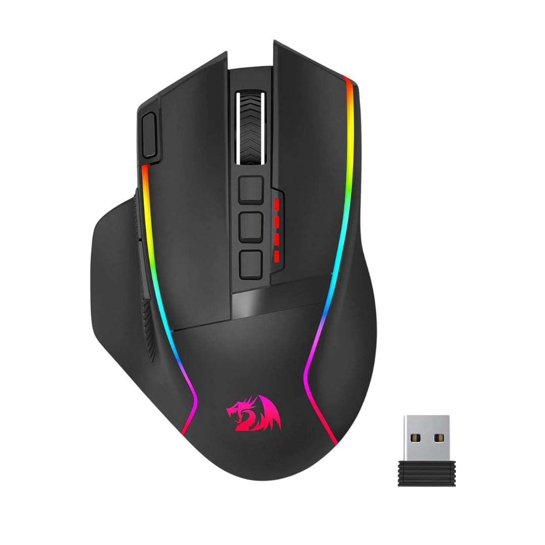 Redragon M915WL Wireless Gaming Mouse, Ergonomic Mouse 16000 DPI with Rapid Fire Key, 9 Macro Buttons, 170-Hour Durable Power Capacity and RGB Backlight Wired/Wireless Mouse for Laptop/Mac/PC - CompuMe