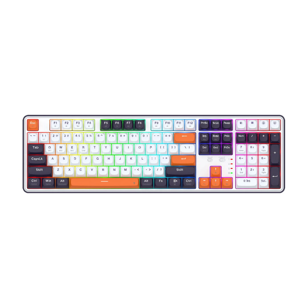Redragon K689 PRO Wireless Gasket RGB Gaming Keyboard, 104 Keys + Extra 4 Hotkeys Mechanical Keyboard w/Upgraded Hot-swappable Socket, 3-Layer Noise Dampening, Round PBT Keycaps, Custom Linear Switch - CompuMe