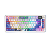 Redragon Wireless Mechanical Keyboard, Gasket RGB Gaming Keyboard with 81 Programmable Custom Keys, 3-Modes Anime Wireless Keyboard with Hot-Swap Pre-Lubed Leopard L Switch, Screen & Knob, K708AK - CompuMe