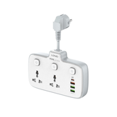 LDNIO SC2413 Universal Power Strip Surge Protector with 4 USB Ports - 2 AC Outlets, 3A1C Green USB, Orange USB-A (QC18W), Type-C (PD20W) - 100-250V, 10A, 2500W - Max 20W Output Power - Extension Cord Adapter Electricity Wall Charger Socket
