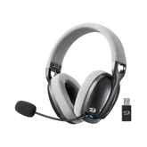 Redragon H878 3-Mode Wireless Blue Lighting Gaming Headset - Lightweight - 7.1 Surround Sound - 40MM Drivers - Detachable Microphone - Multi Platforms for PC, PS5/4/3, Switch, Mobile, Black&Gray - CompuMe
