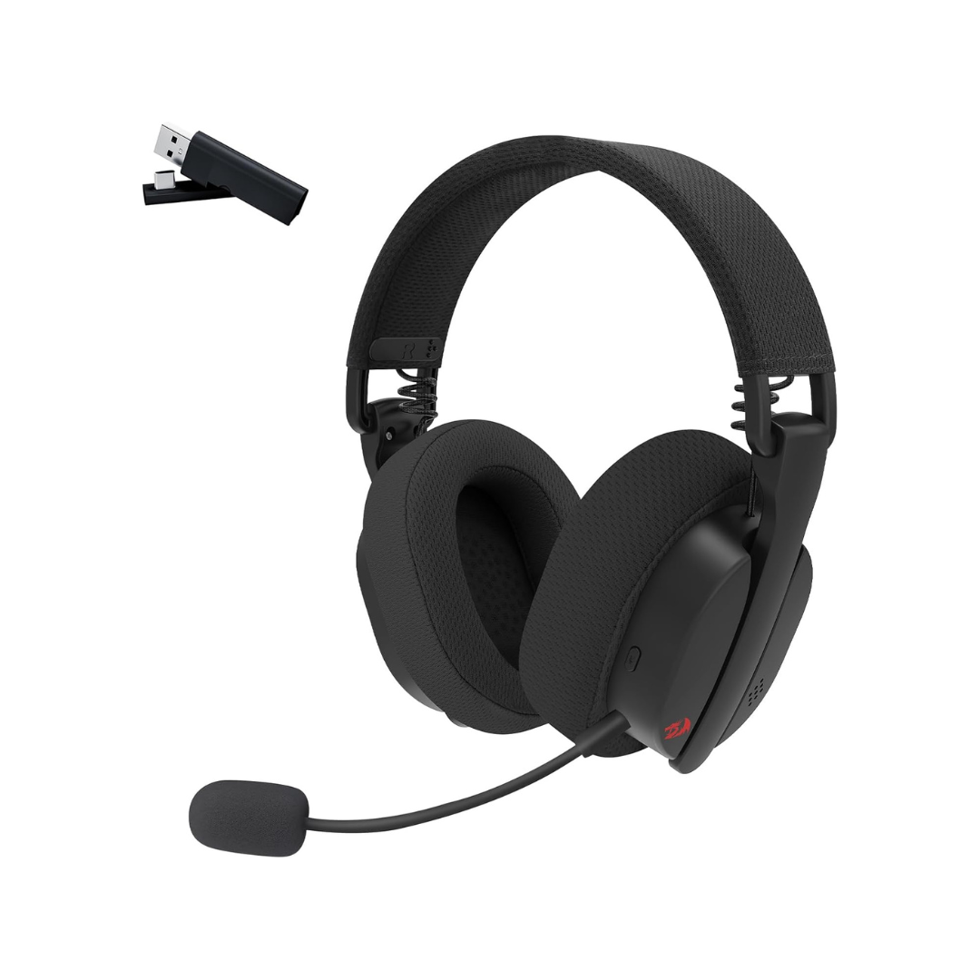 Redragon H888 Wireless Gaming Headset with 7.1 Surround Sound, Tri-Mode Gaming Headphones, 168G Lightweight Design - Detachable Mic - 40MM Driver Soft Memory Foam Padding Gamer Headset for PC, Black - CompuMe