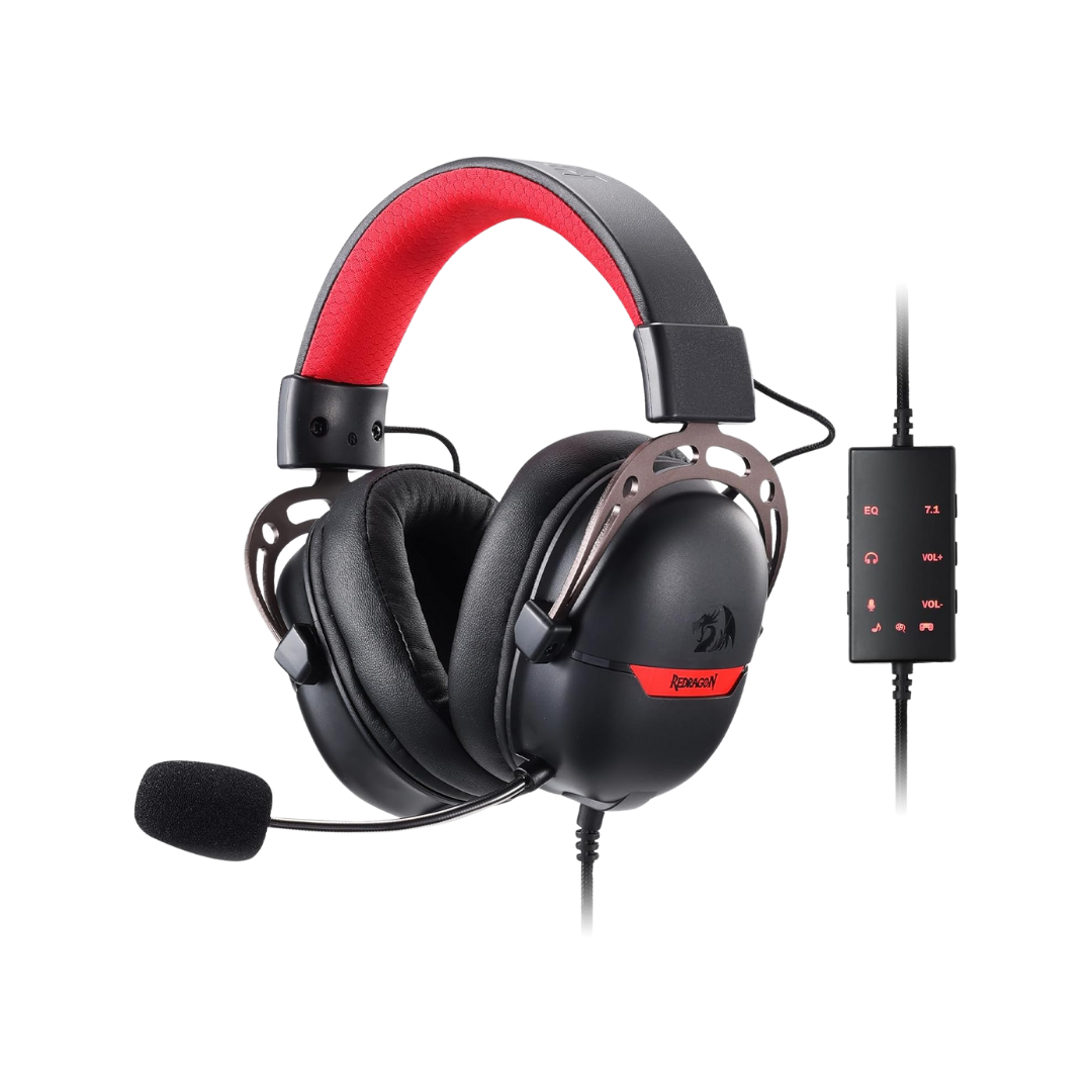 Redragon H376 Aurora Wired Gaming Headset, 7.1 Surround Sound Over-Ear Headphone w/40 MM Audio Drivers, Advanced EQ Mode, 240g Lightweight, Cozy Memory Foam Pads, USB Powered for PC/PS4/NS - Black - CompuMe