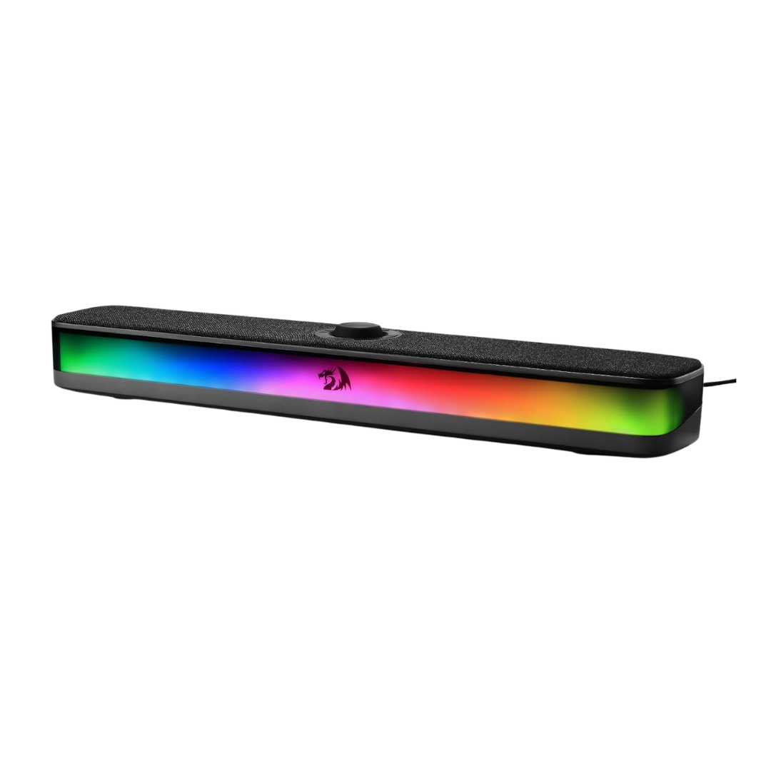 Redragon GS515 RGB Desktop Soundbar, 2.0 Channel Stereo Computer Speakers for Desktop with Bluetooth 5.3, USB-C/USB Powered, Black - CompuMe
