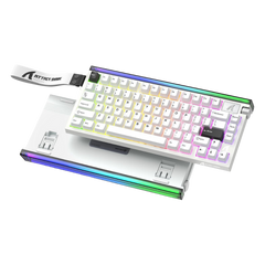 ATTACK SHARK R85 HE Wired 75% Hall Effect Rapid Trigger Mechanical RGB Gaming Keyboard with 8K Polling,0.05mm RT Accuracy,0.08MS Latency,Magnetic Switch,5 Layer Sound Damped,Driver for PC(Star White)