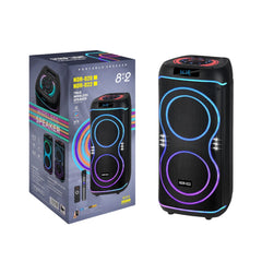 NDR-822 Outdoor Portable Double 8 Inches Wireless Party Box Bluetooth Large Speakers Karaoke Big Speaker - CompuMe