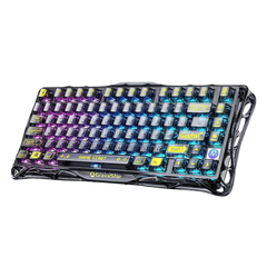 GravaStar Mercury K1 Lite 75% Gaming Keyboard, 2.4GHz/BT/Wired Tri-Mode Wireless Keyboard, Gasket Hot Swappable Mechanical Keyboard, Pre-lubed Linear Switches, RGB Backlit (Transparent Black)